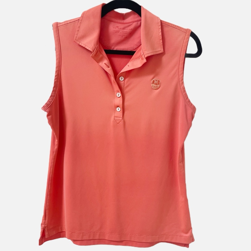 Peter Millar Coral Sleeveless Polo Tank Top